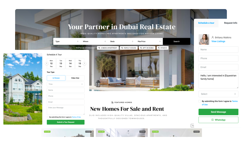 Real estate WordPress theme lead capture and inquiry forms