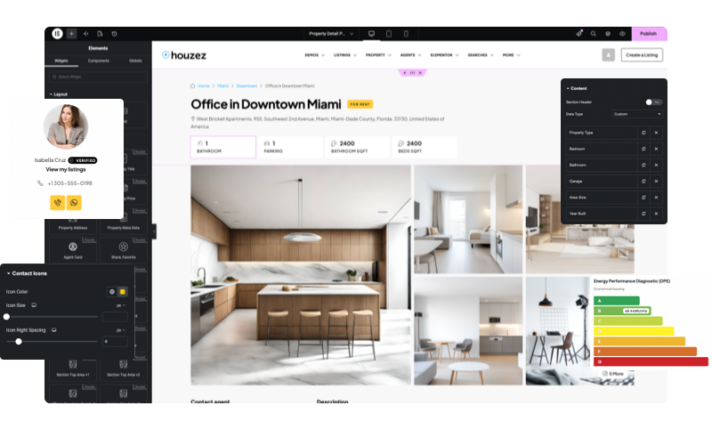 Real estate WordPress theme property detail page builder